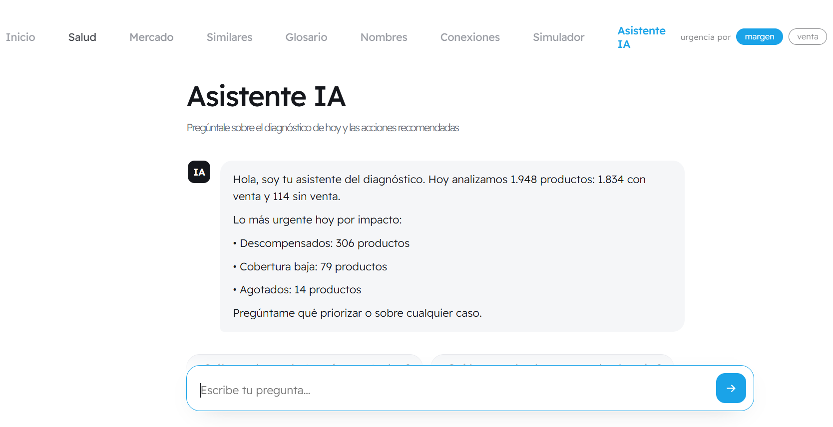 Asistente IA: diagnostico y acciones recomendadas